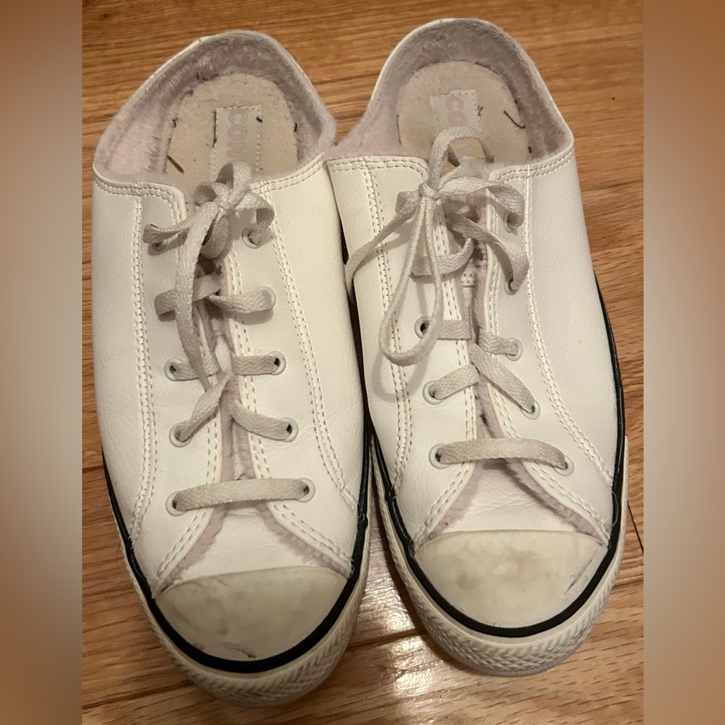Converse White W Dark Trim All Star Slip On Sneakers Size 8.5
